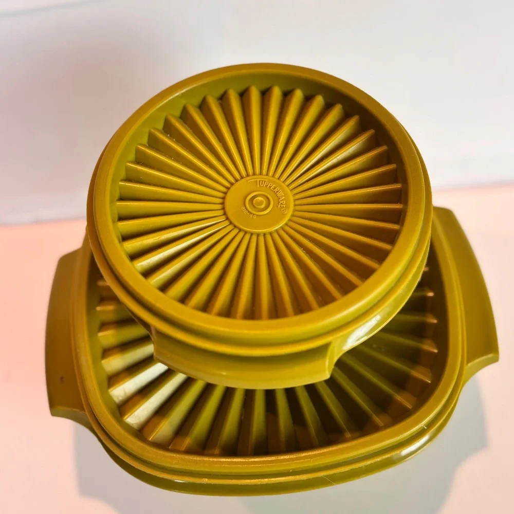 Tupperware‎ Vintage Olive Green Modular Mates Square Bowl Set Lids Servalier Set
